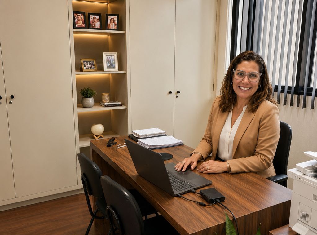 Consultora da Findeniza em seu escritório